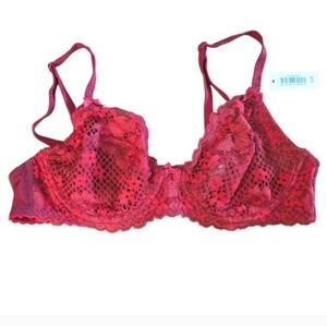 Adore Me Red Lace Balconette Bra 34B